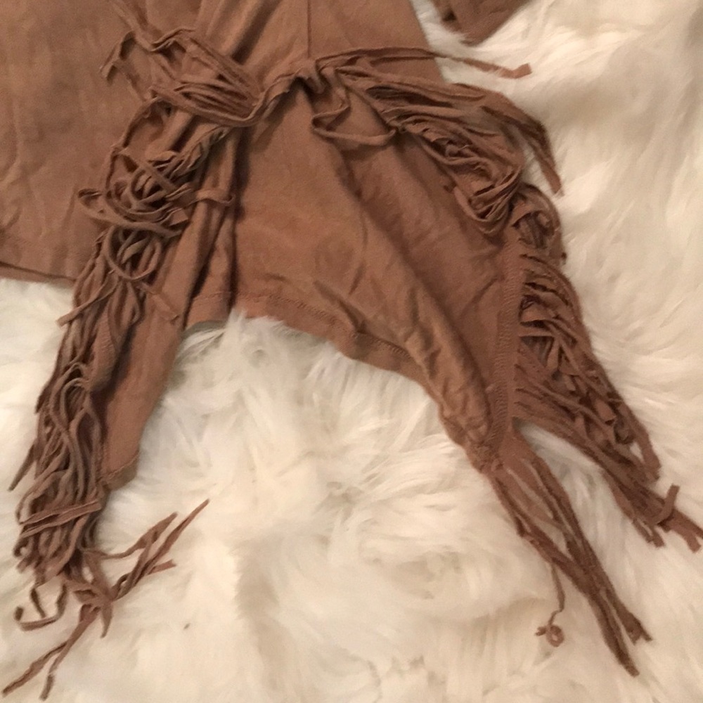 Zac & Rachel long sleeve tan fringe top size M - Picture 3 of 6